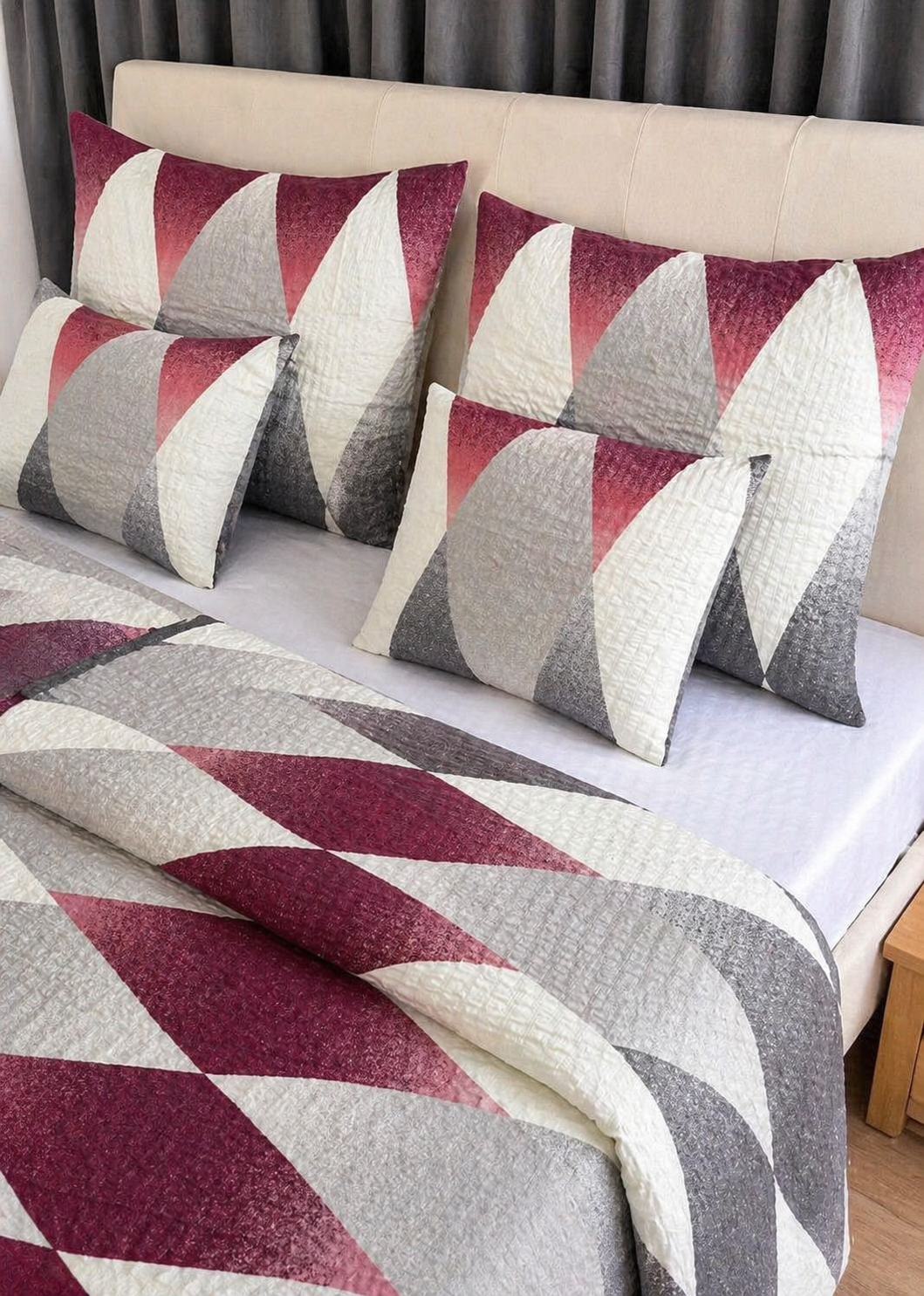 Burgundy Lines krepp ágyneműhuzat – elegáns kontraszt
