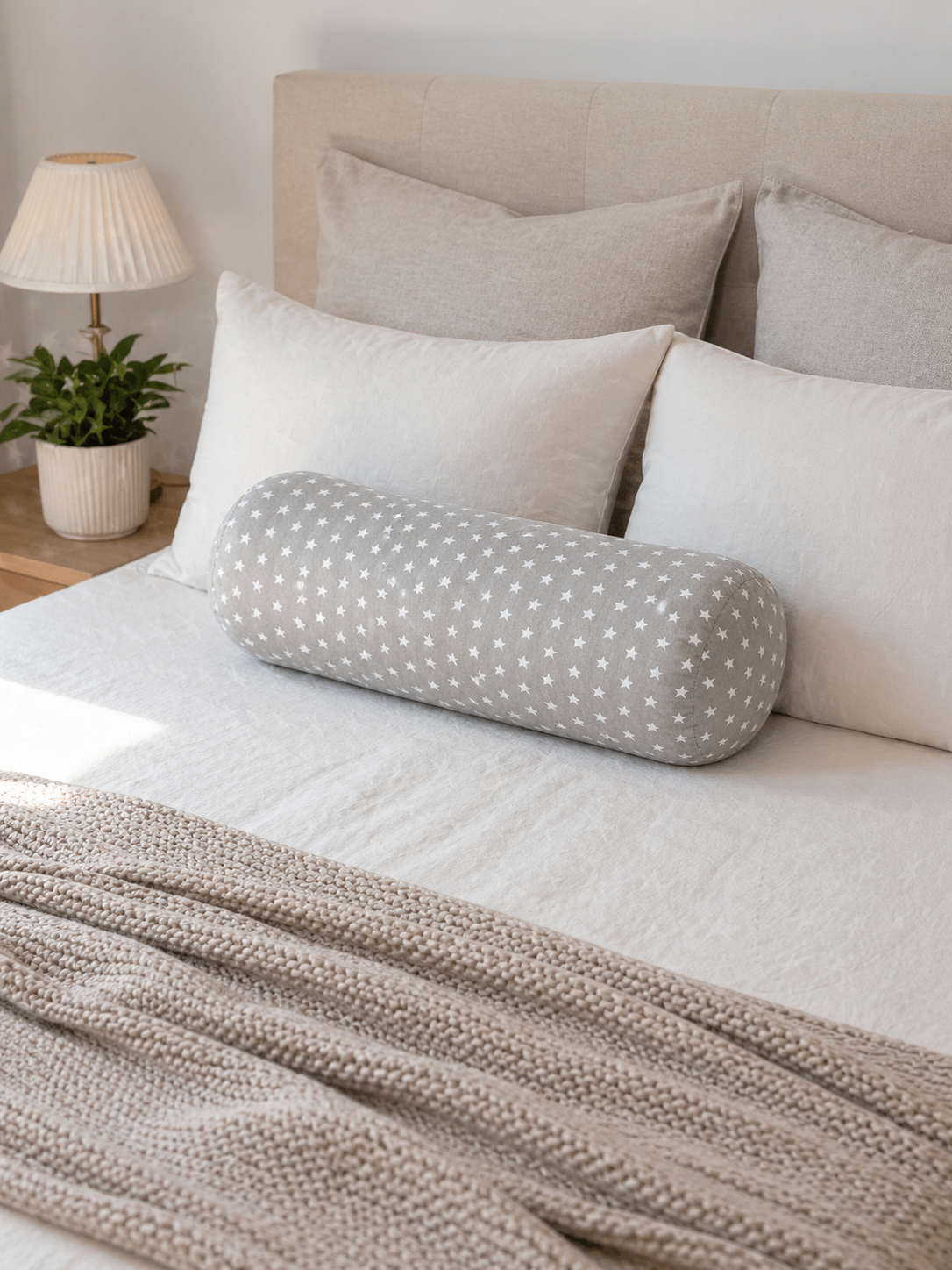 Beige branched - cylinder pillow