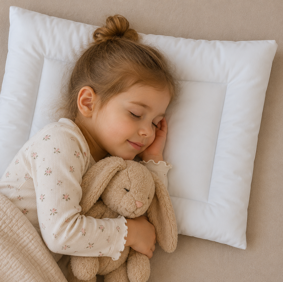 Allergie "STOP" flaches Kinderkissen - weiß gesteppt