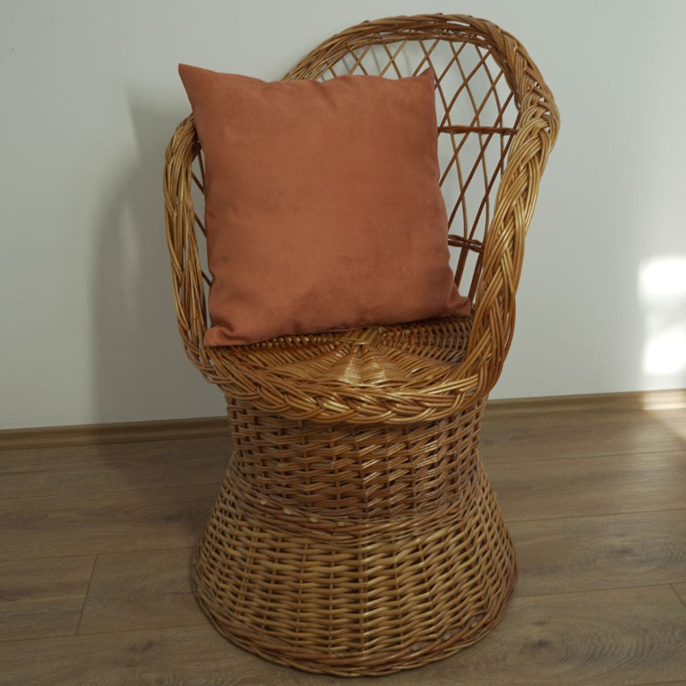 Lachsfarbenes Velours-Zierkissen – mit Füllung – 50x50 cm