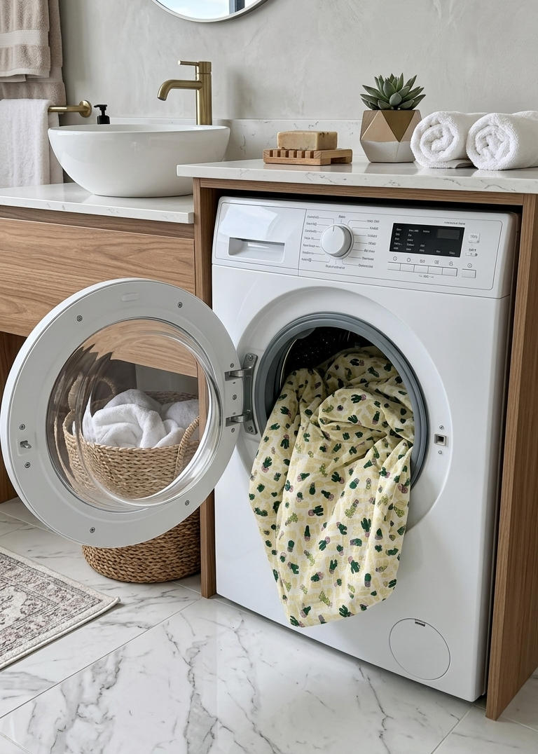 Cotton bed linen set - Blue circles