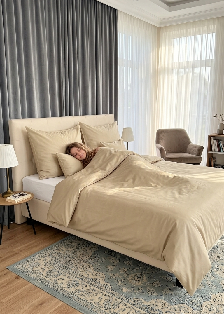 Mint solid satin bed linen set - TC 300