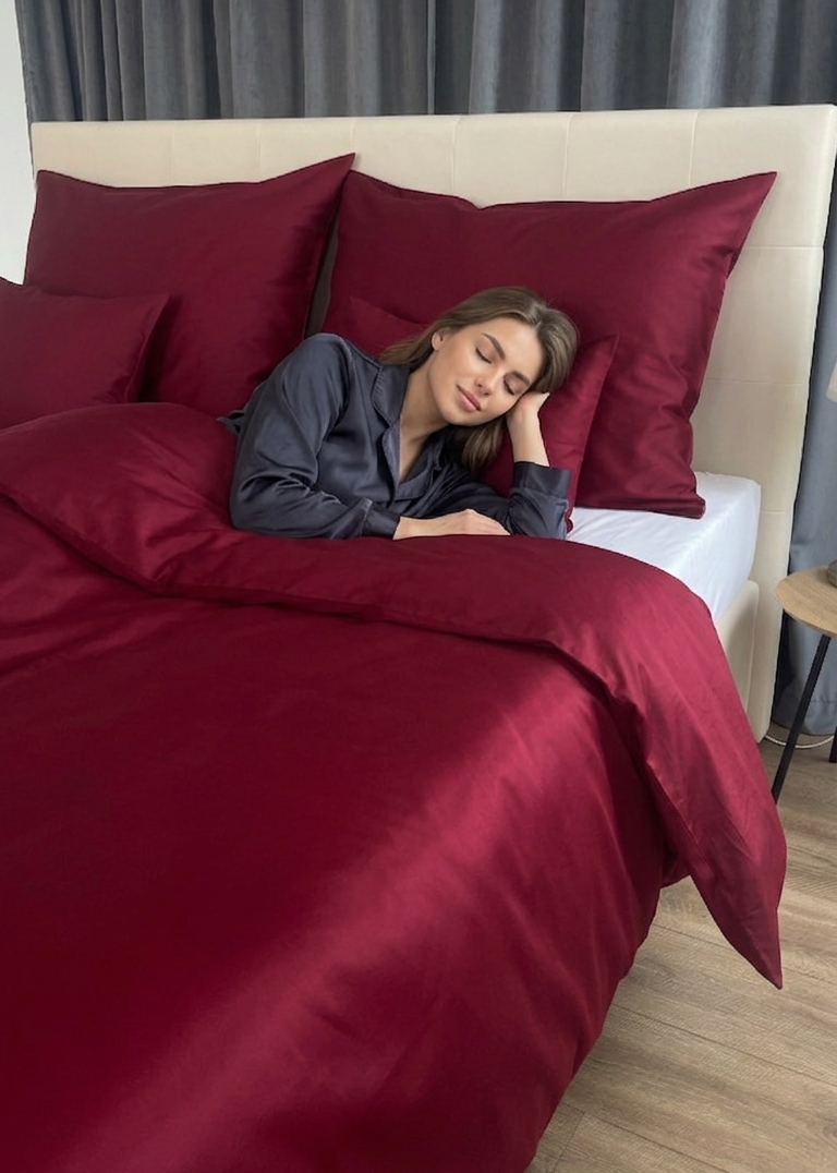 Mint solid satin bed linen set - TC 300