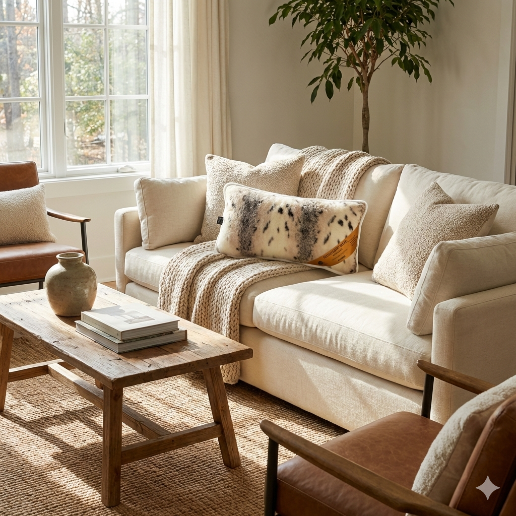 Gyapjú Euro párna - Hiúz mintás kétoldalas - 550 gr/m2 - 40x80 cm