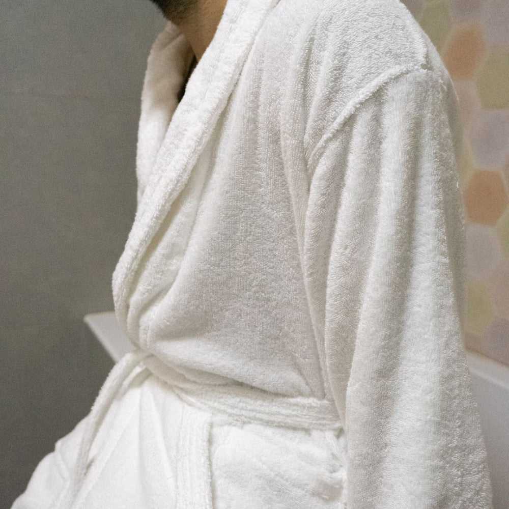 Hotel bathrobe white terry shawl collar - Premium quality! - 400 gr/m2