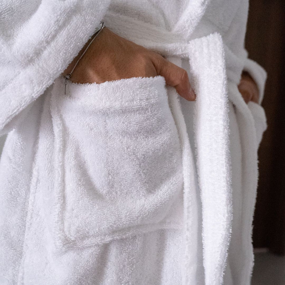 Hotel bathrobe white terry shawl collar - Premium quality! - 400 gr/m2