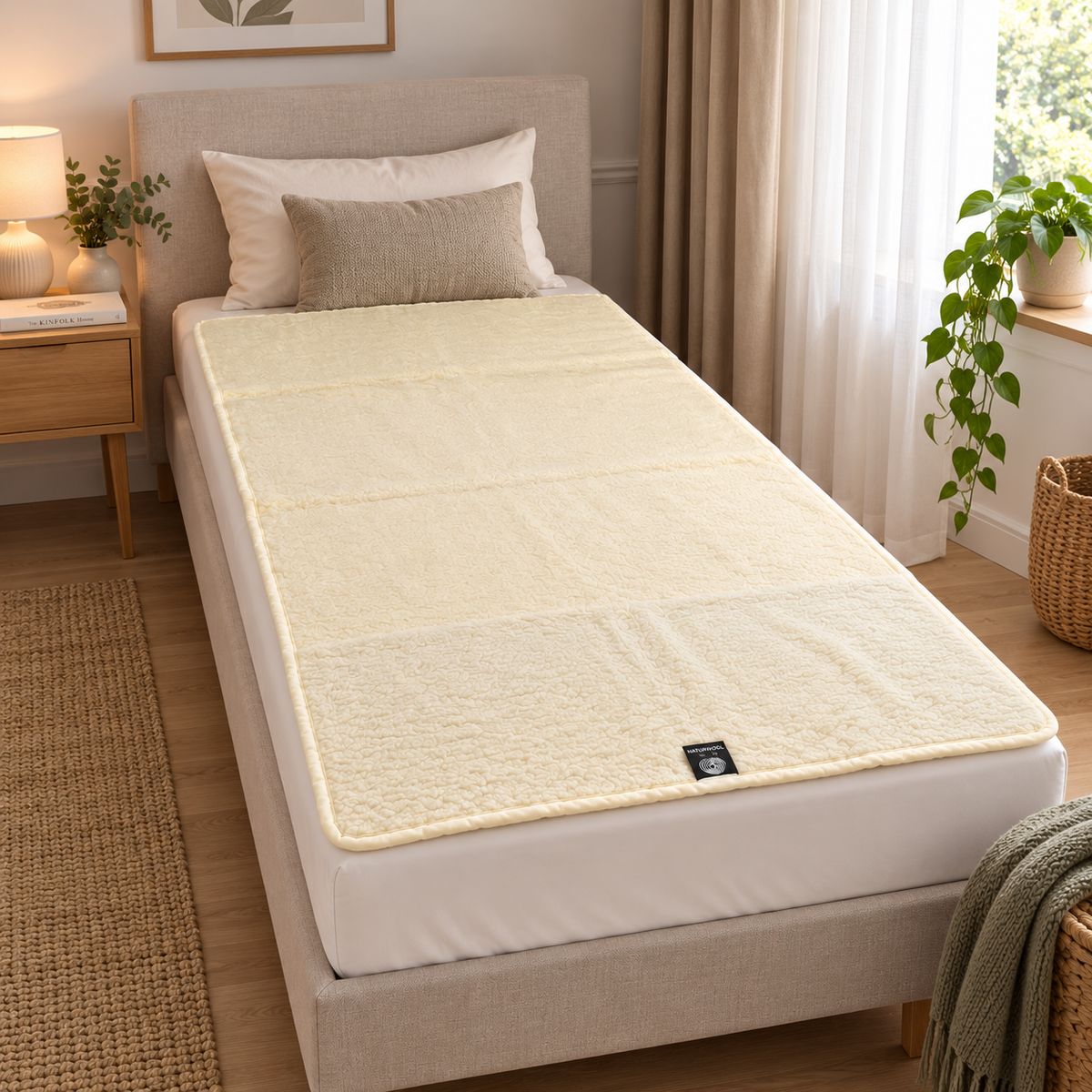 Double-sided grey checkered lambswool down blanket