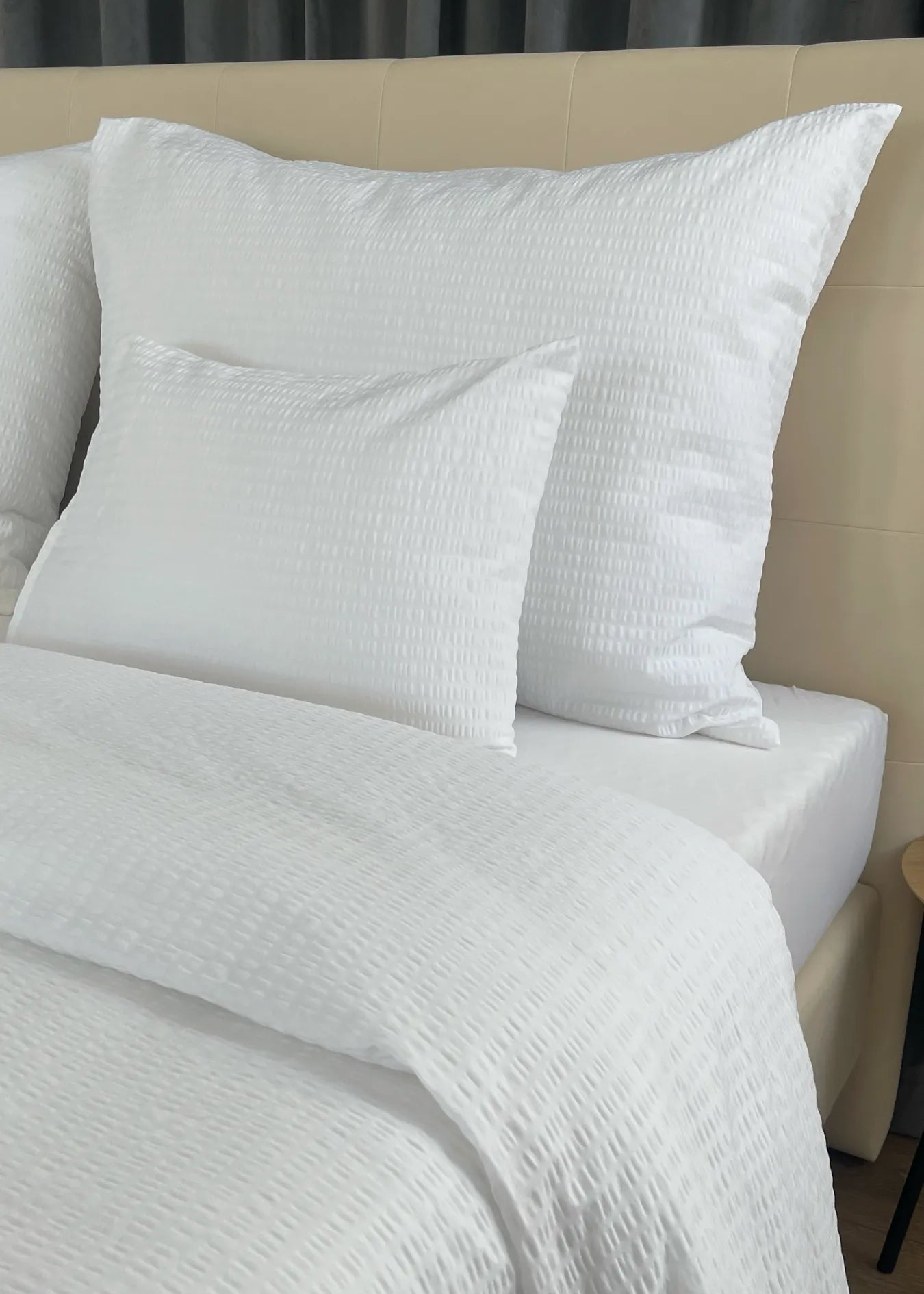 Bettwäscheset aus Krepp, 100 % Baumwolle, Spannbettlaken, 3-teilig, 130 g/m²