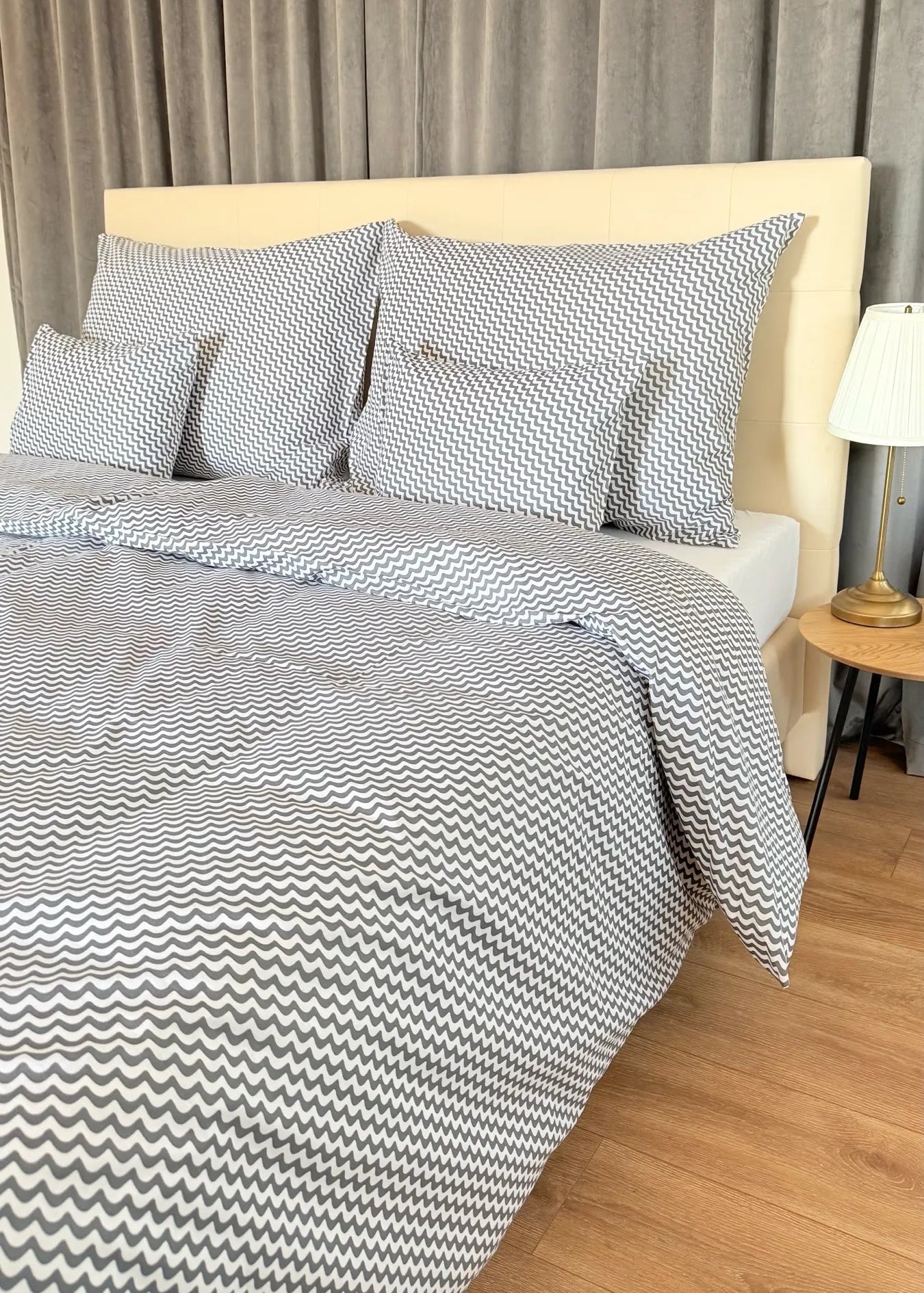 Pamut ágyneműhuzat garnitúra - Ezüstköd hullám
