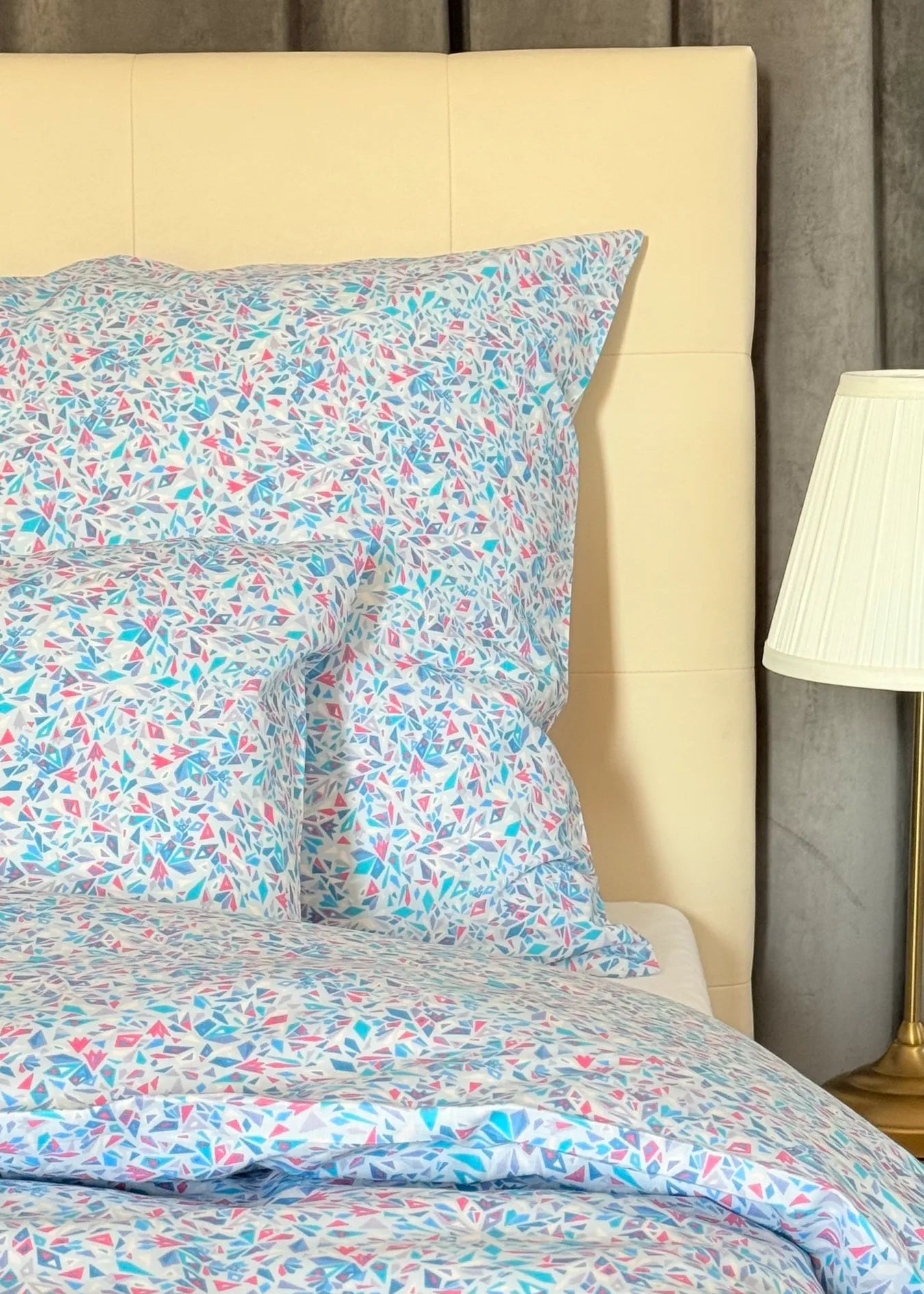 Pamut párnahuzat - Geometrikus türkiz mozaik