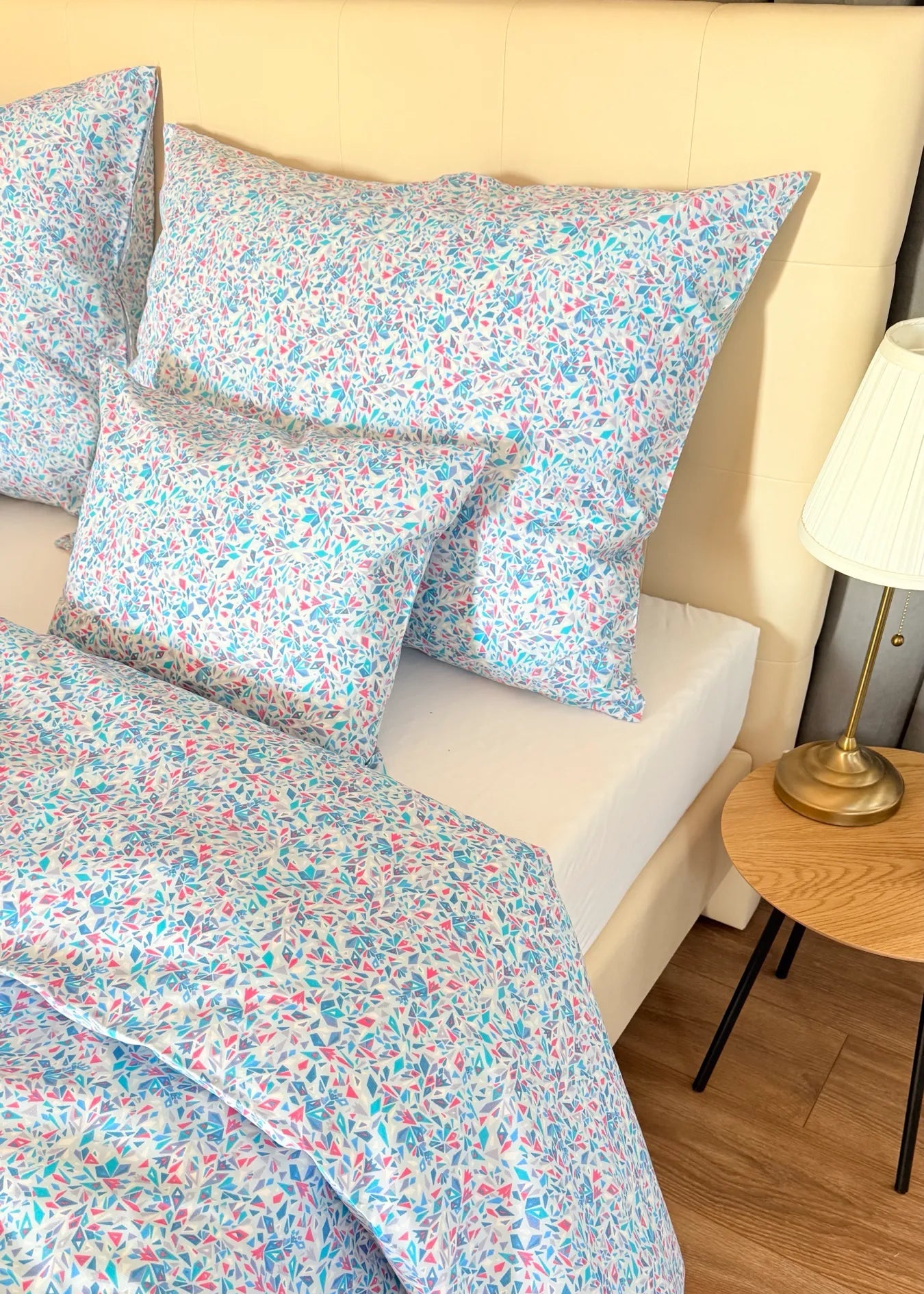 Pamut ágyneműhuzat garnitúra - Geometrikus türkiz mozaik