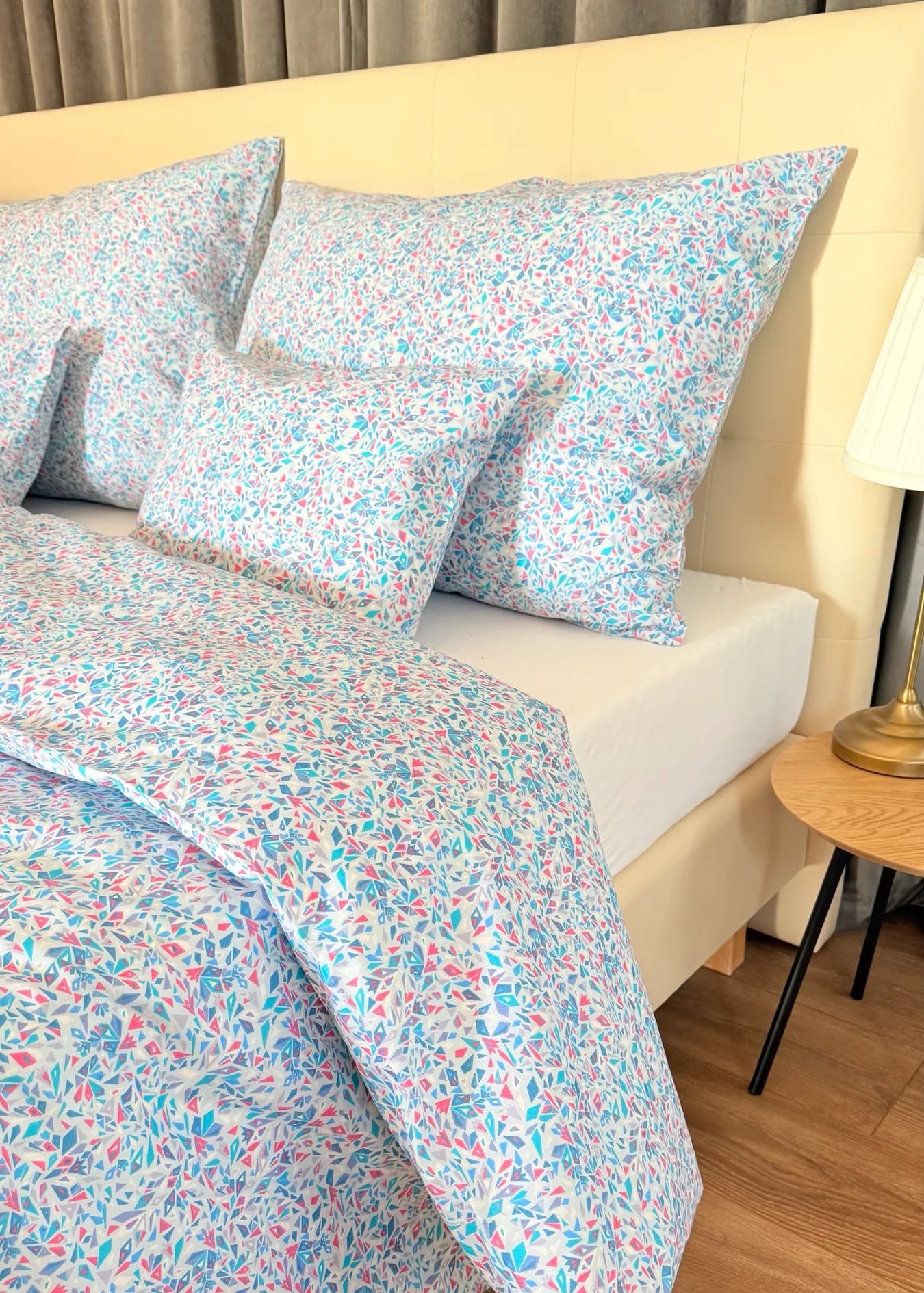 Pamut ágyneműhuzat garnitúra - Geometrikus türkiz mozaik