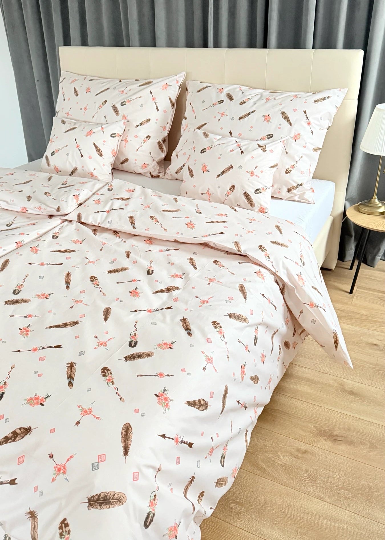 Cotton bed linen set - Blue circles