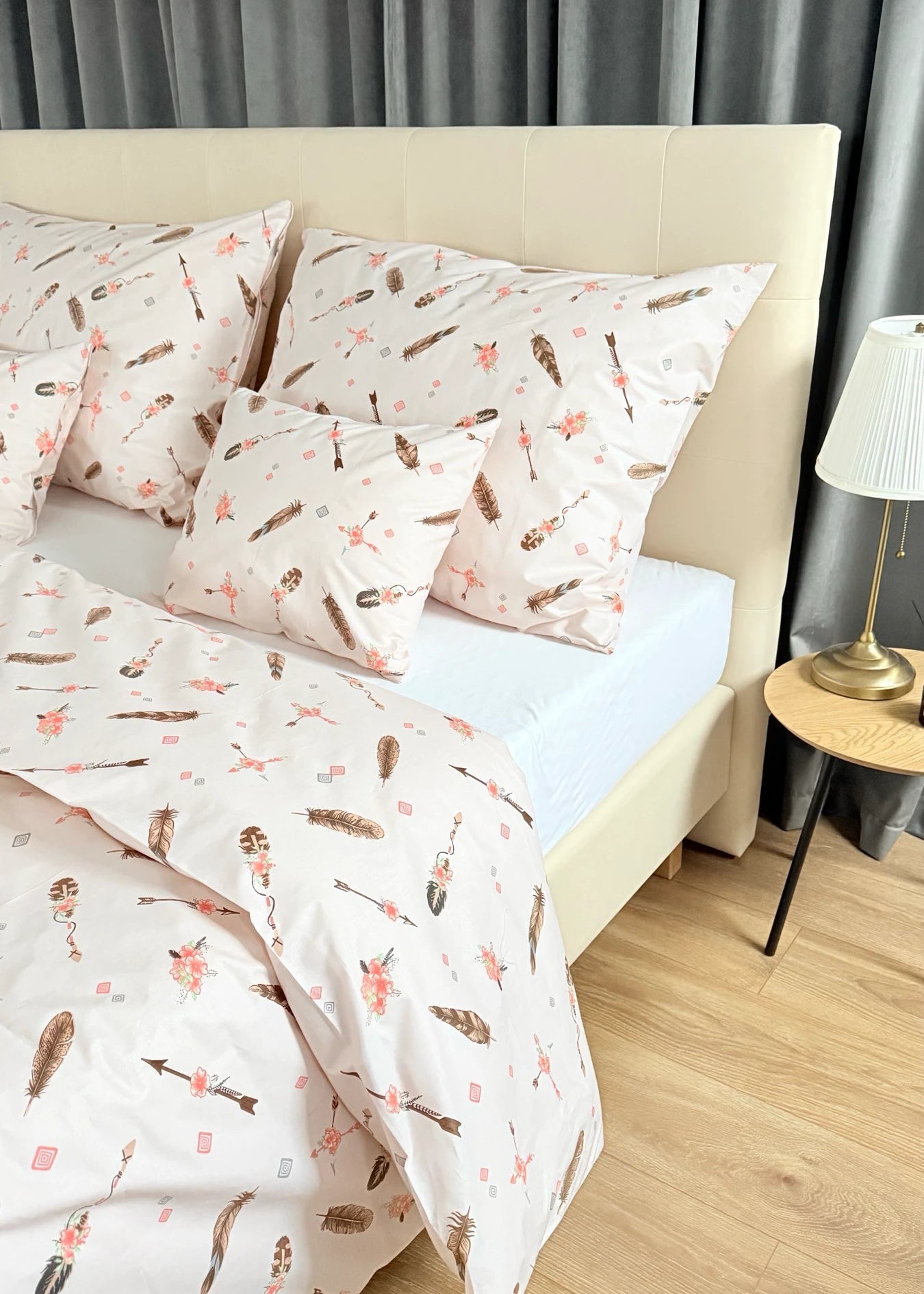 Cotton bed linen set - Blue circles