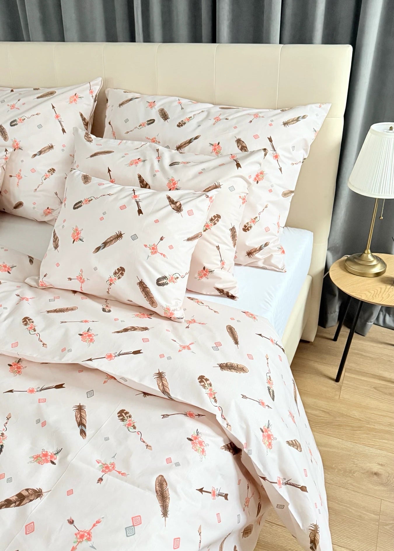 Cotton bed linen set - Blue circles
