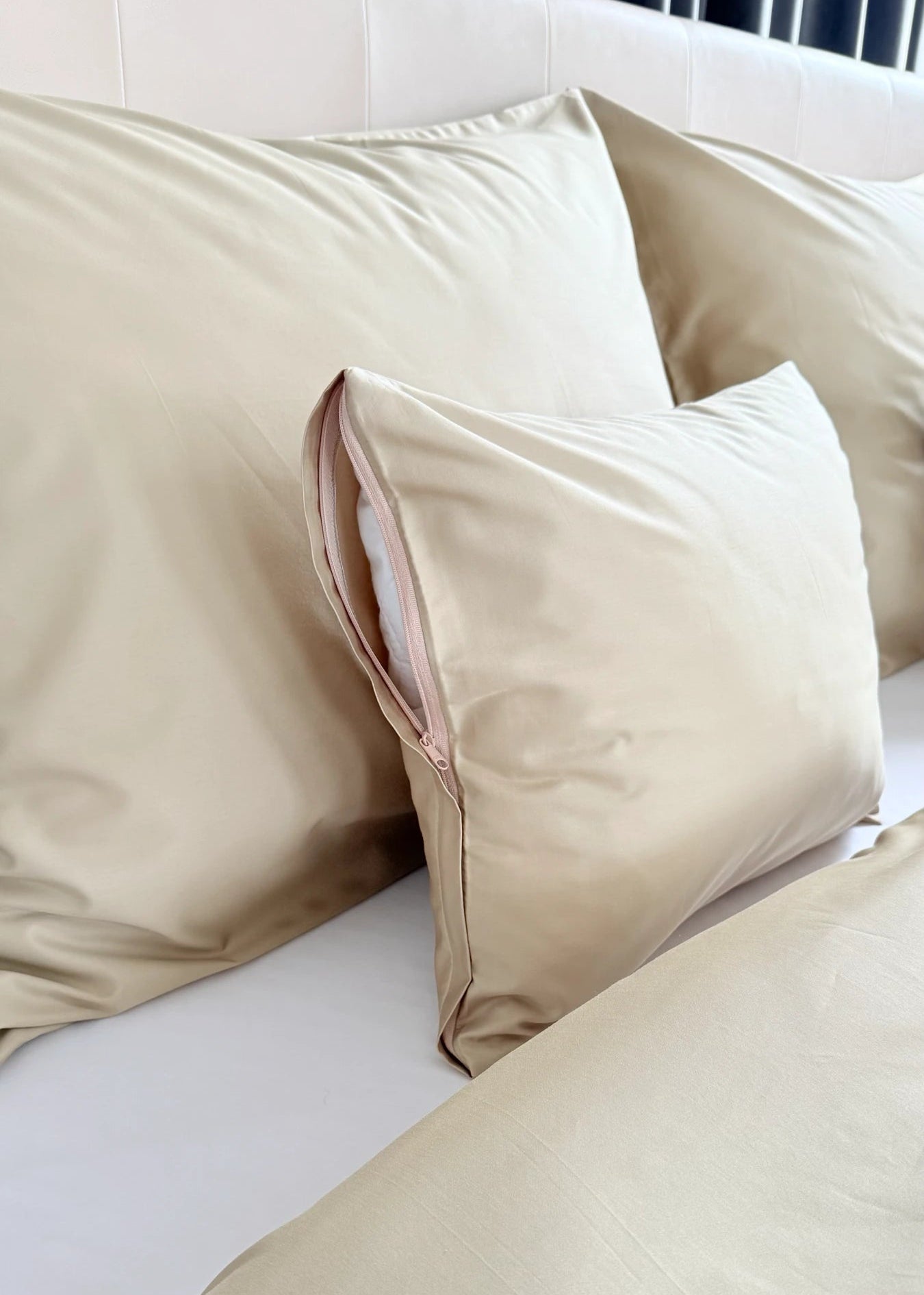 Mintfarbenes, einfarbiges Satin-Bettwäscheset – TC 300