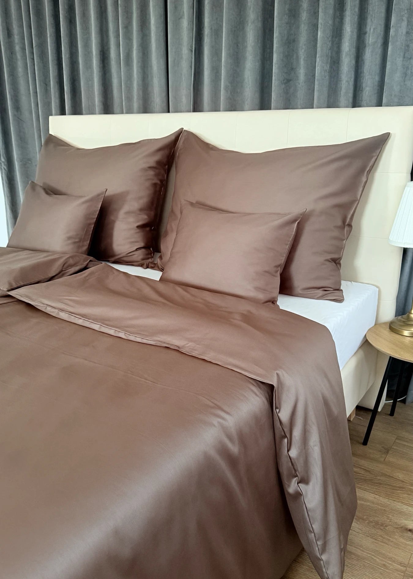 Mint solid satin bed linen set - TC 300