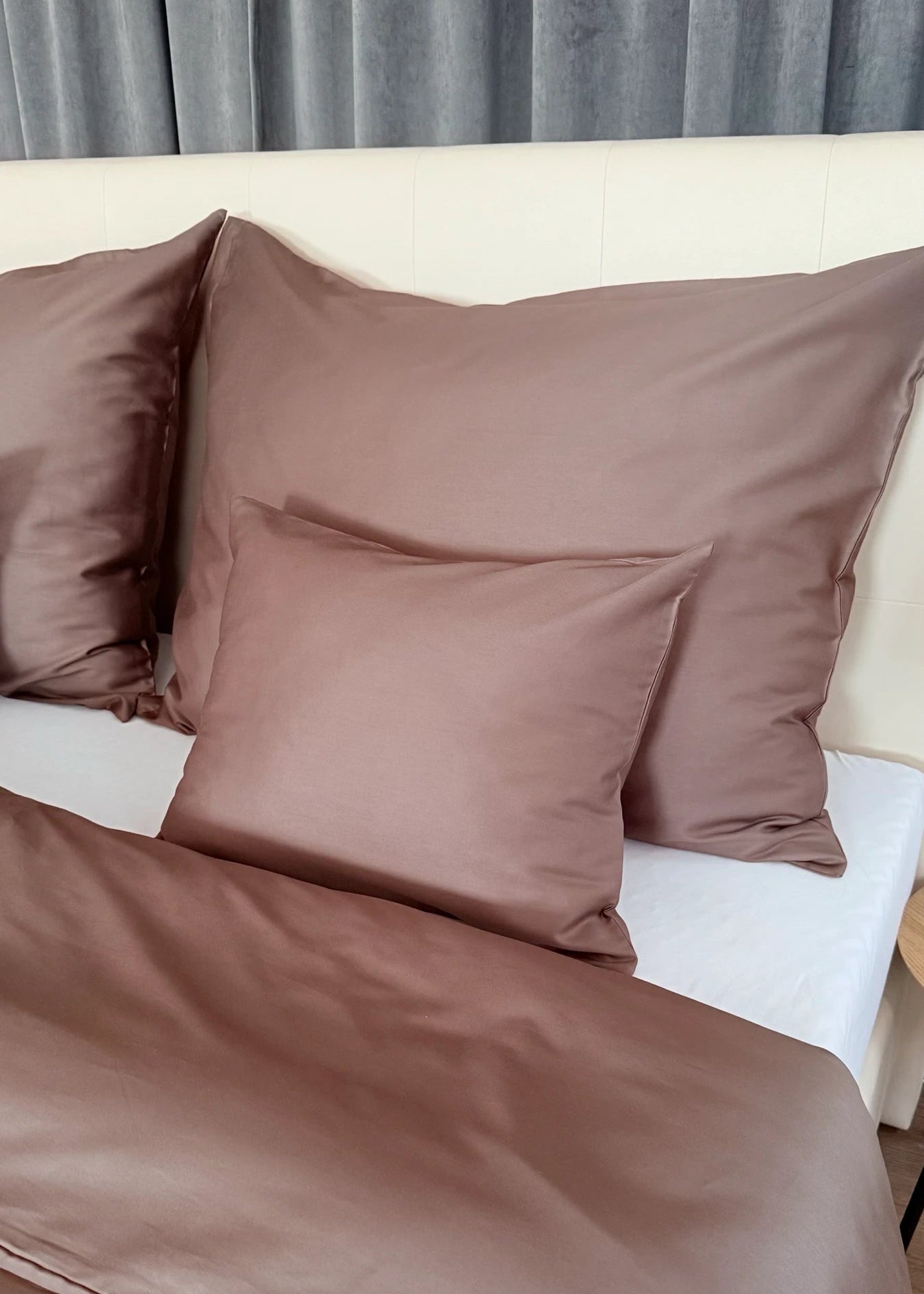 Mintfarbenes, einfarbiges Satin-Bettwäscheset – TC 300
