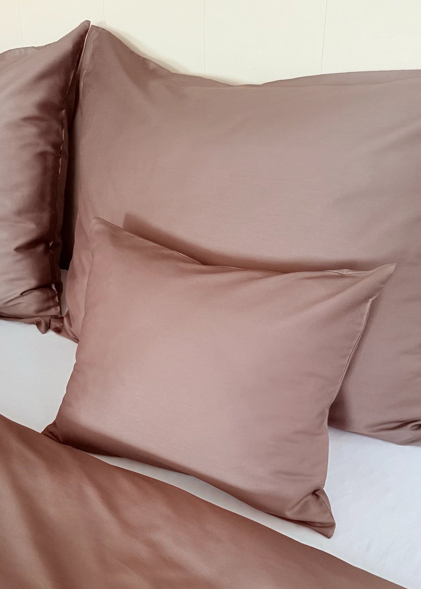 Mintfarbenes, einfarbiges Satin-Bettwäscheset – TC 300