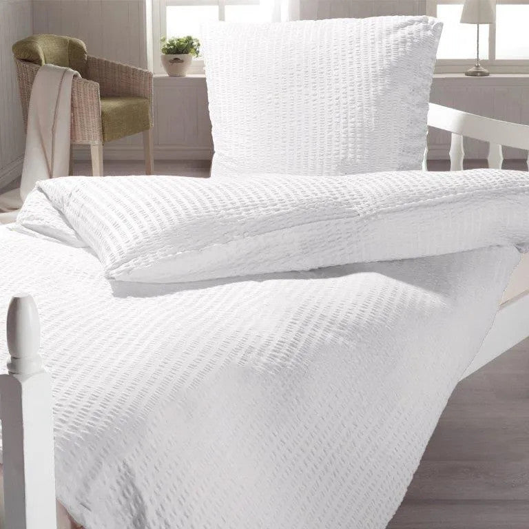 Krepp-Kissenbezug – 100 % Baumwolle – Weiß – umklappbar – 130 g/m2