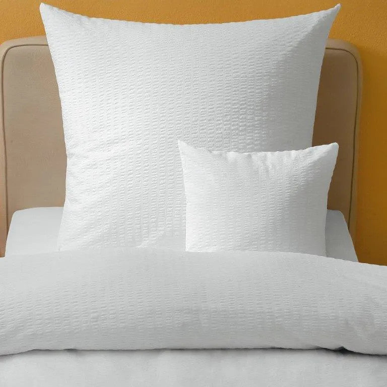 Krepp-Kissenbezug – 100 % Baumwolle – Weiß – umklappbar – 130 g/m2