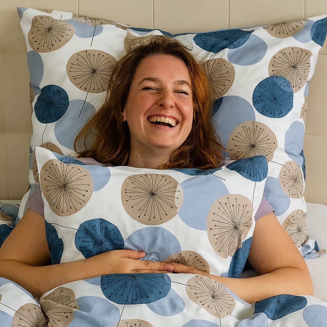 Pamut párnahuzat - Kék körök