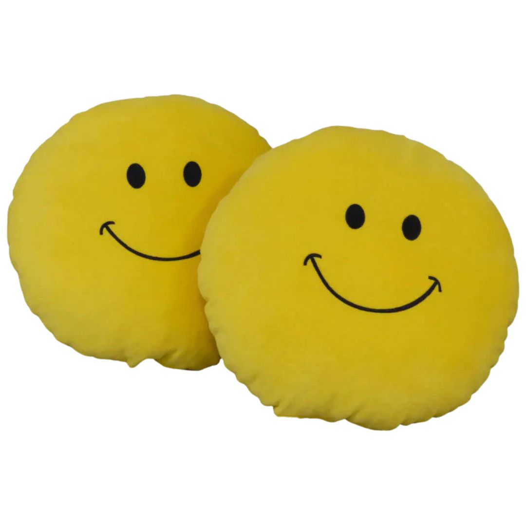 Plüsch-Smiley-Kissen - Gelb - GROSS