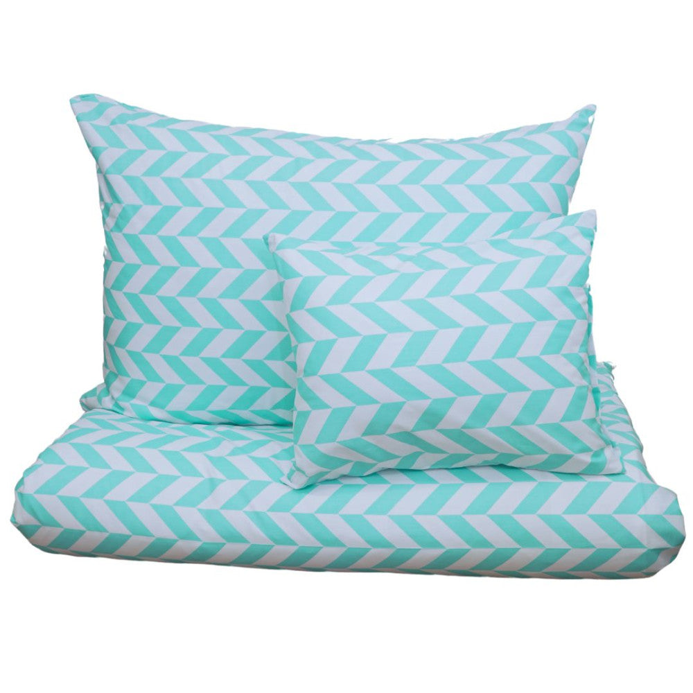 Cotton pillowcase - Turquoise and white pattern