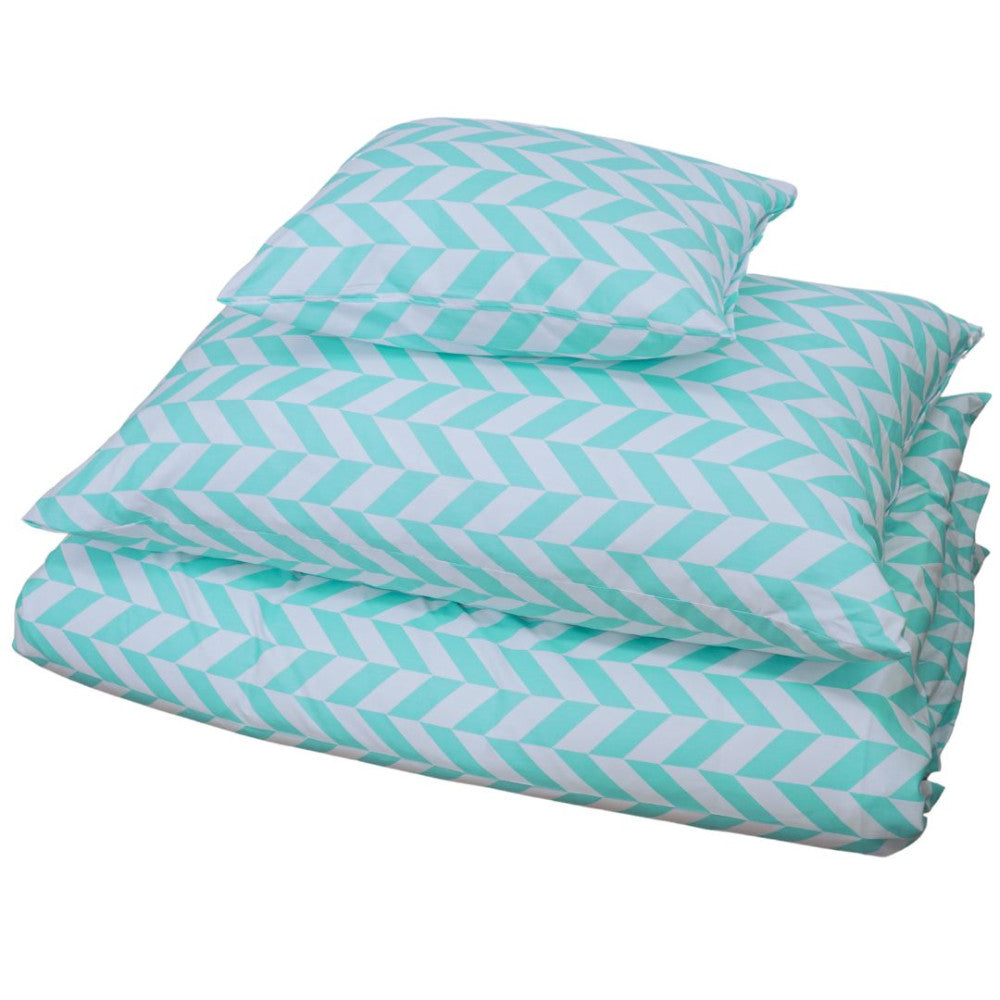 Cotton pillowcase - Turquoise and white pattern