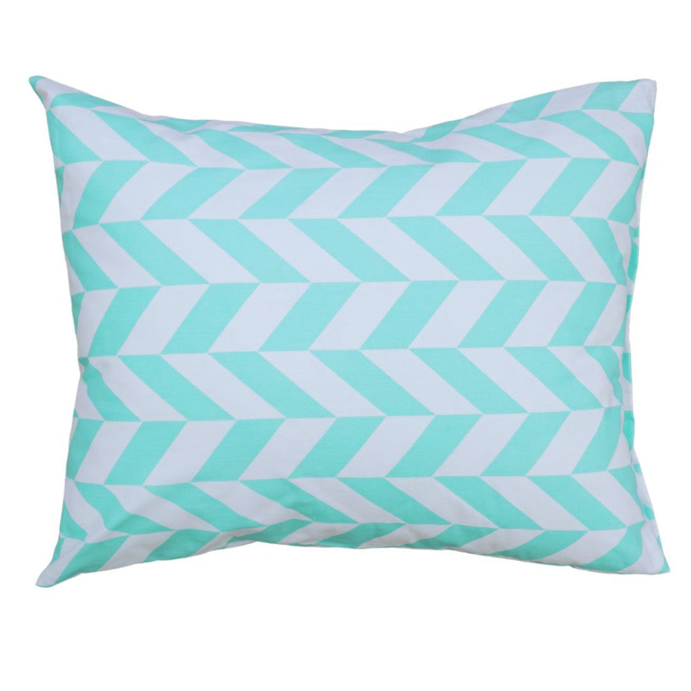 Cotton pillowcase - Turquoise and white pattern