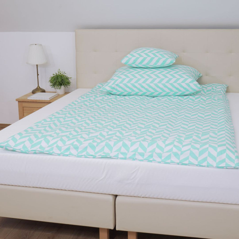 Cotton pillowcase - Turquoise and white pattern