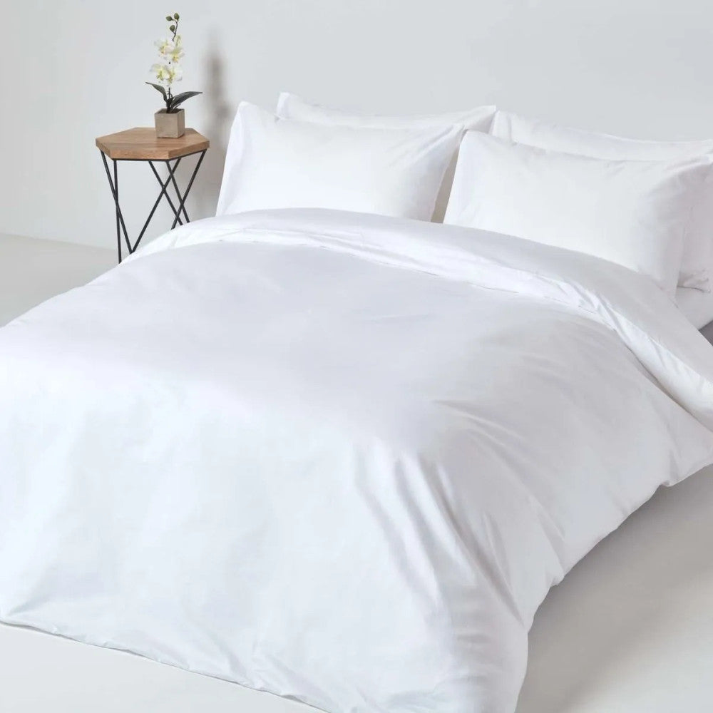 Weißer Leinen-Bettbezug in Hotelqualität – 100 % Baumwolle – Spannbettlaken – 146 g/m² – verpackt