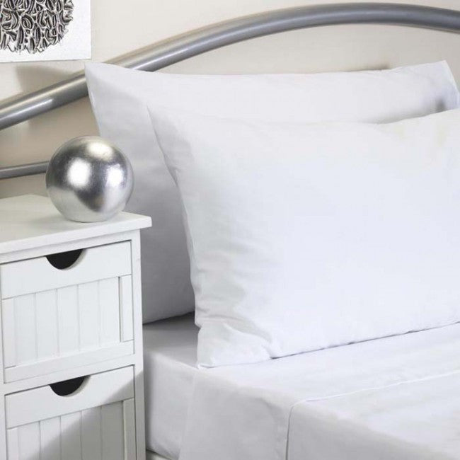 Weißer Leinen-Bettbezug in Hotelqualität – 100 % Baumwolle – Spannbettlaken – 146 g/m² – verpackt