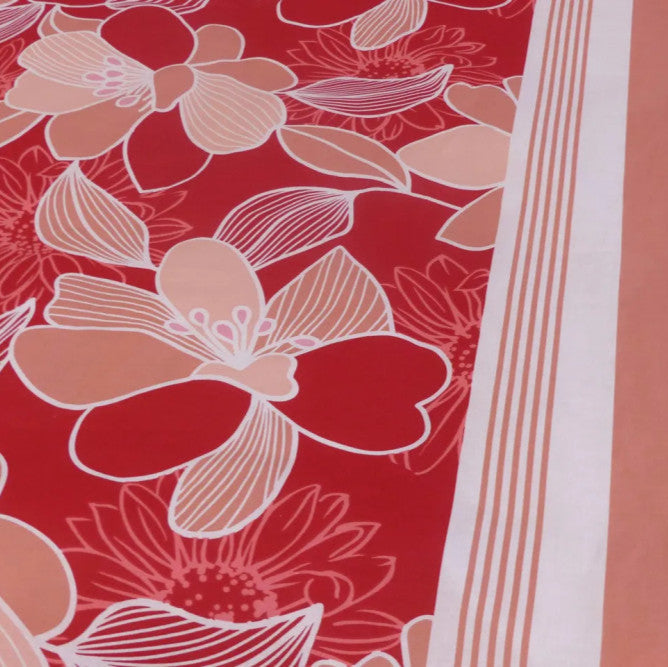 Coral Bloom Cotton Duvet Cover - vibrant floral elegance