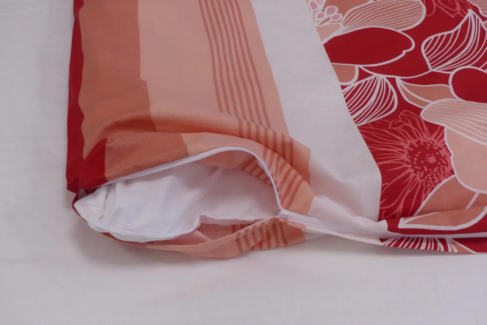 Coral Bloom Cotton Duvet Cover - vibrant floral elegance