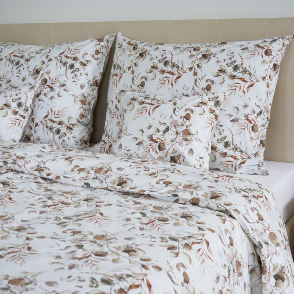 Pamut párnahuzat - Törtfehér virágos