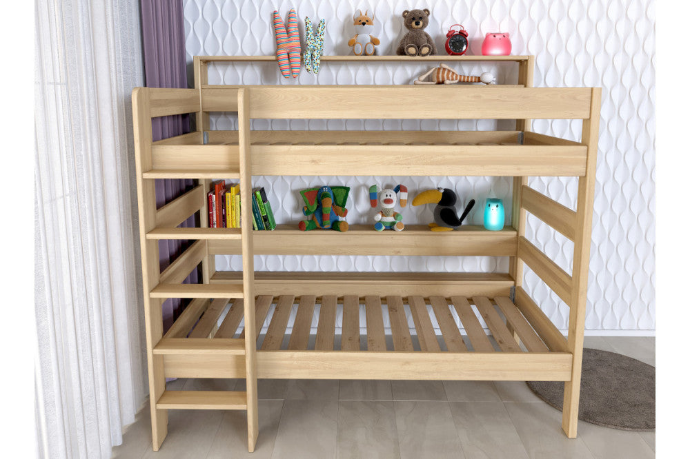 Junior-Etagenbett aus Buche mit Regalen