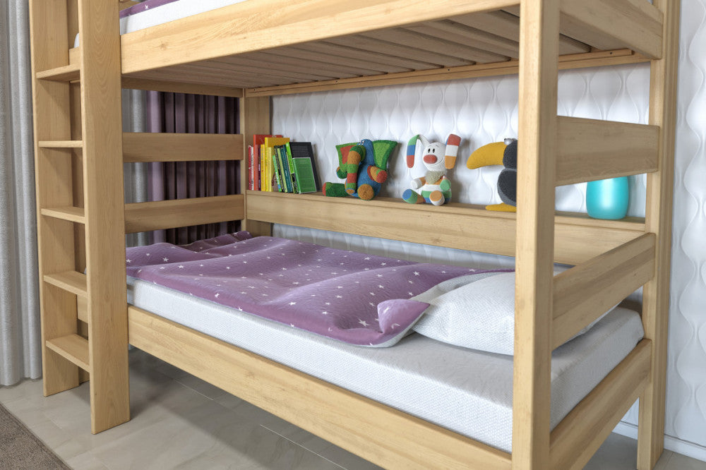Junior-Etagenbett aus Buche mit Regalen