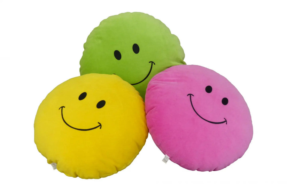 Plüsch-Smiley-Kissen - Gelb - GROSS