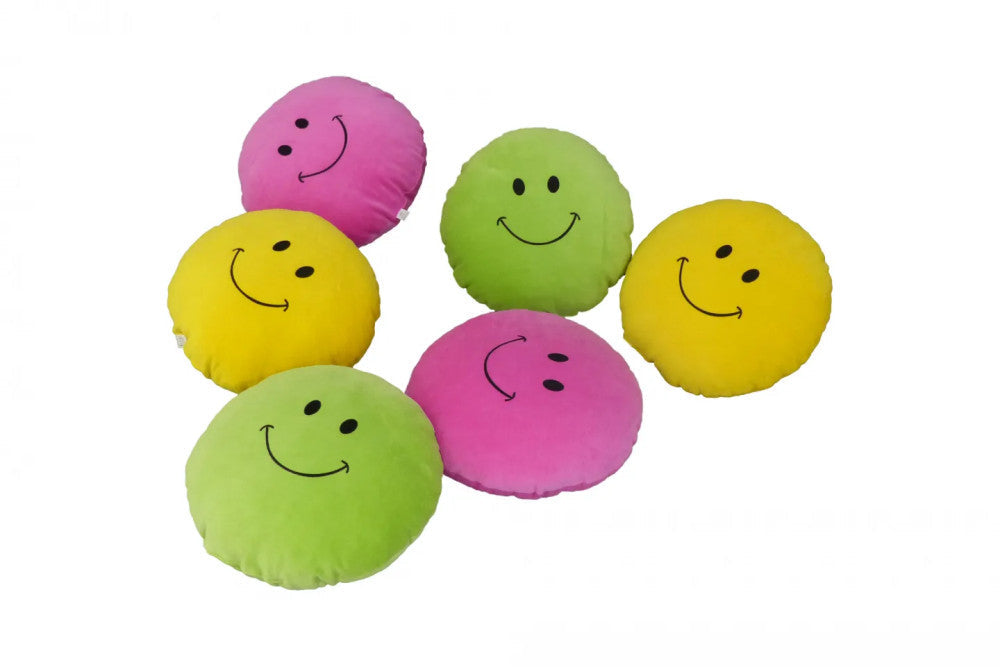 Plüsch-Smiley-Kissen - Rosa - GROSS