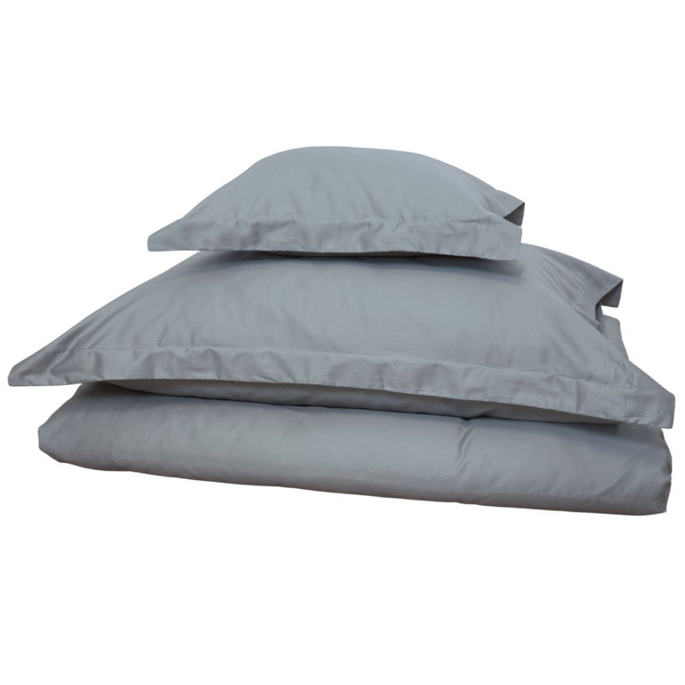 Steel Elegance satin duvet cover set – with English border, sophisticated details