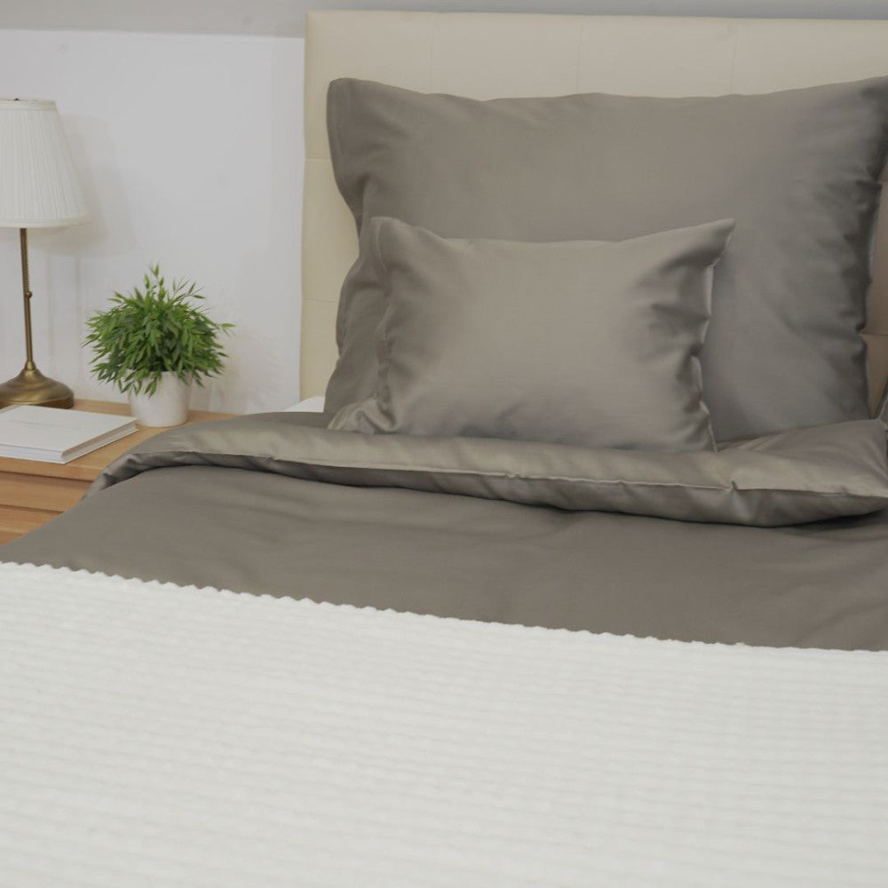 Steel grey satin pillowcase and duvet cover - TC 250