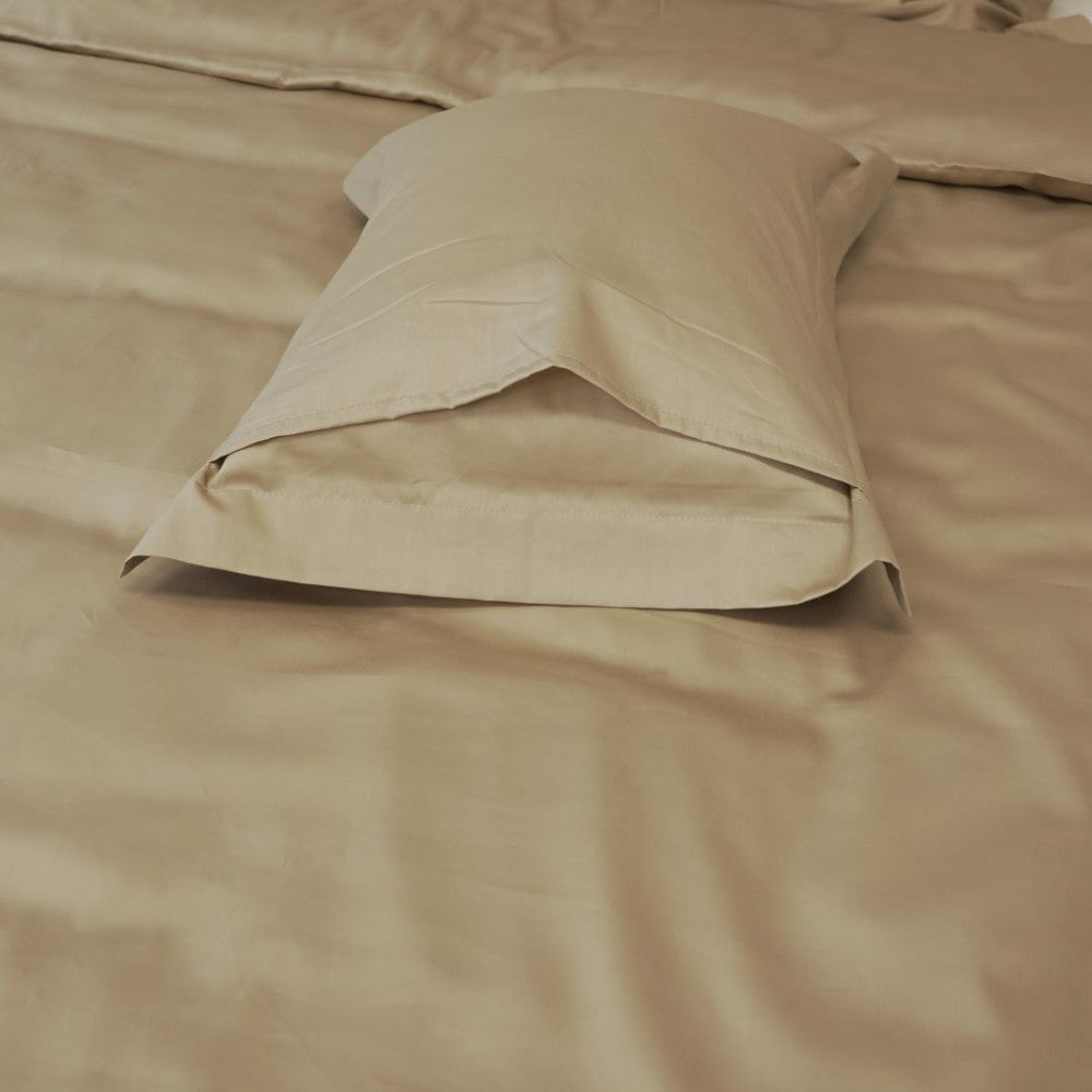 Cotton sateen pillowcase with English edge - Hazelnut - TC 250