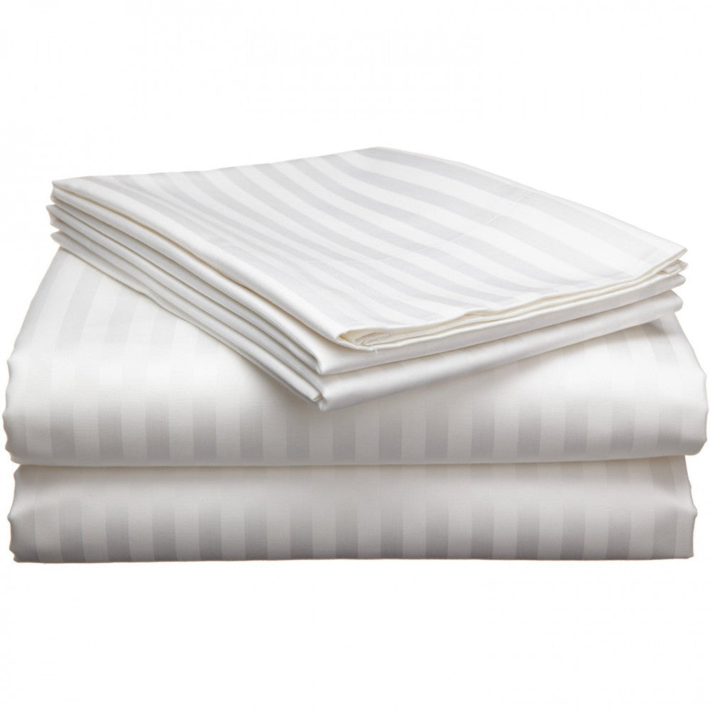 Hotel-Bettbezug mit Damaststreifen – 100 % Baumwolle – Spannbettlaken – 140 g/m² – verpackt