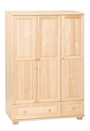 Nature - Wardrobe (3 doors + 2 drawers) - hanging rail/shelves