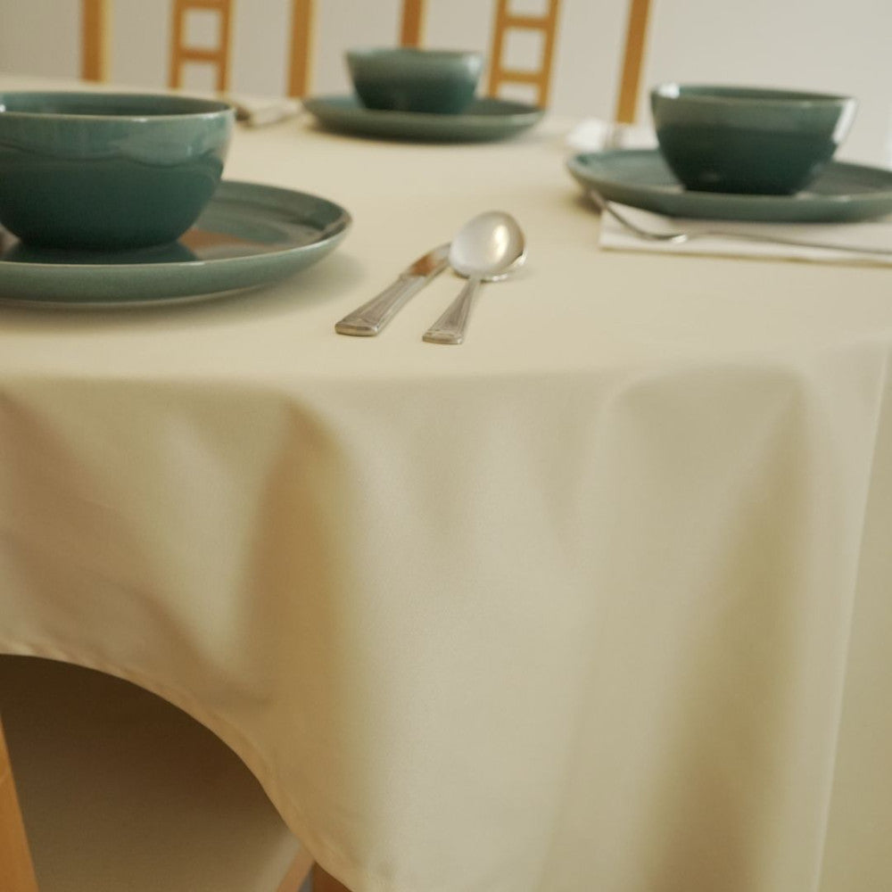 Schmutzabweisende Tischdecke - 50% Baumwolle - 50% Polyester - Creme
