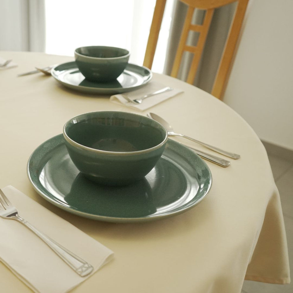 Schmutzabweisende Tischdecke - 50% Baumwolle - 50% Polyester - Creme