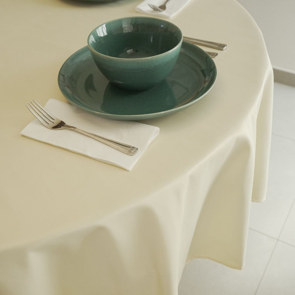 Schmutzabweisende Tischdecke - 50% Baumwolle - 50% Polyester - Creme