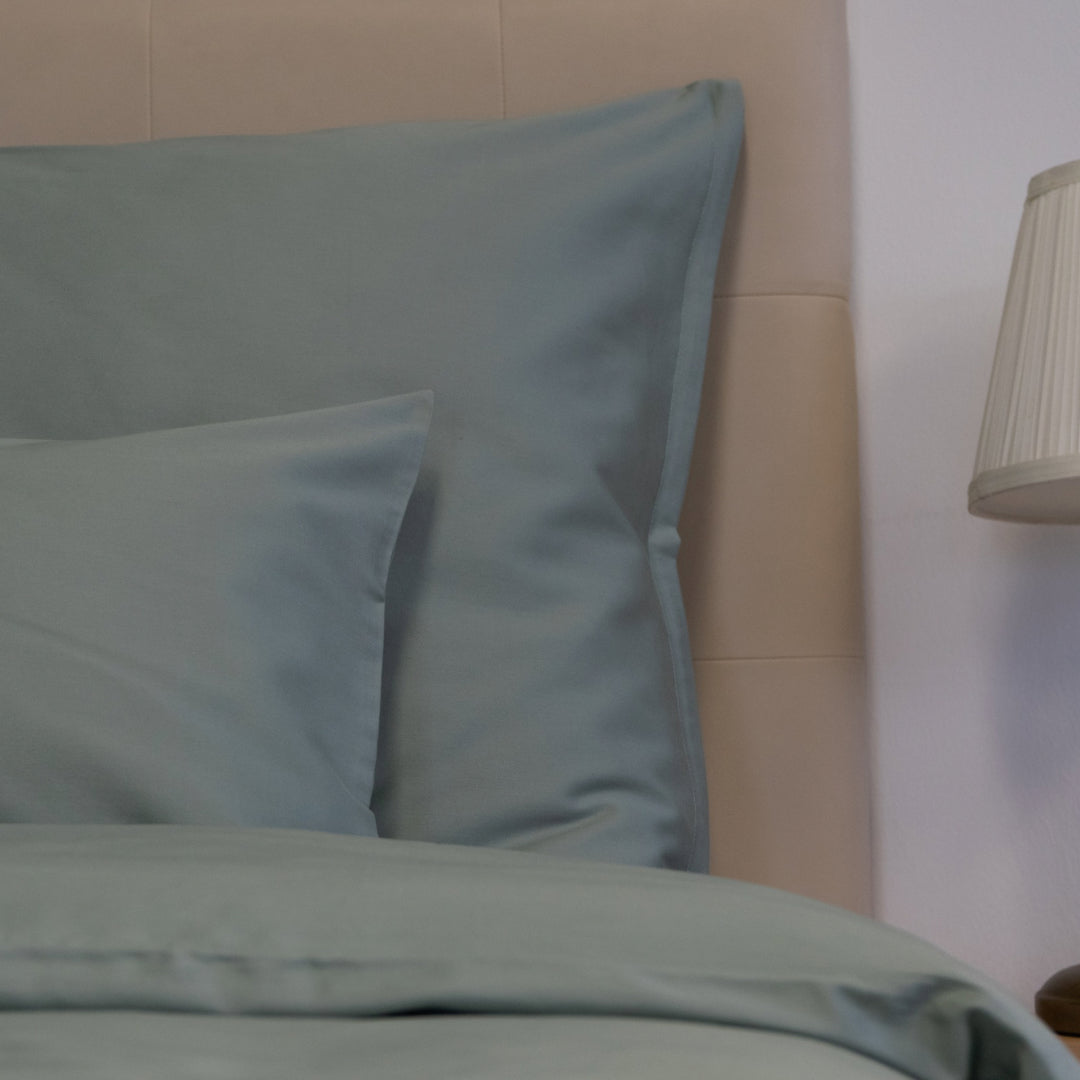 Sage satin duvet cover – natural harmony