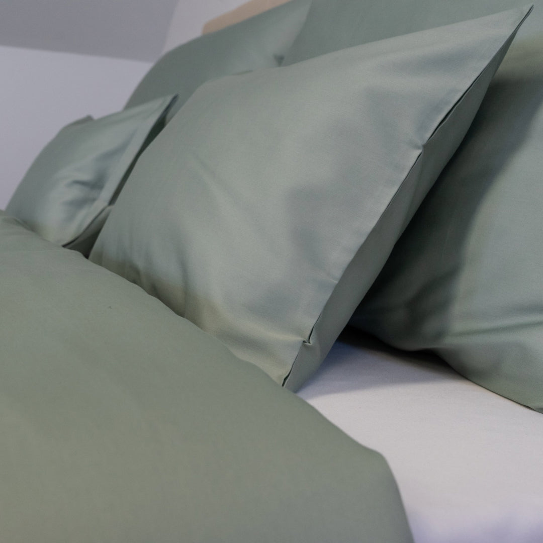 Sage satin duvet cover – natural harmony